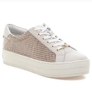 J/Slides 'Hilton' Women's 11 Leather Platform Sneaker Gold Cream Neutral